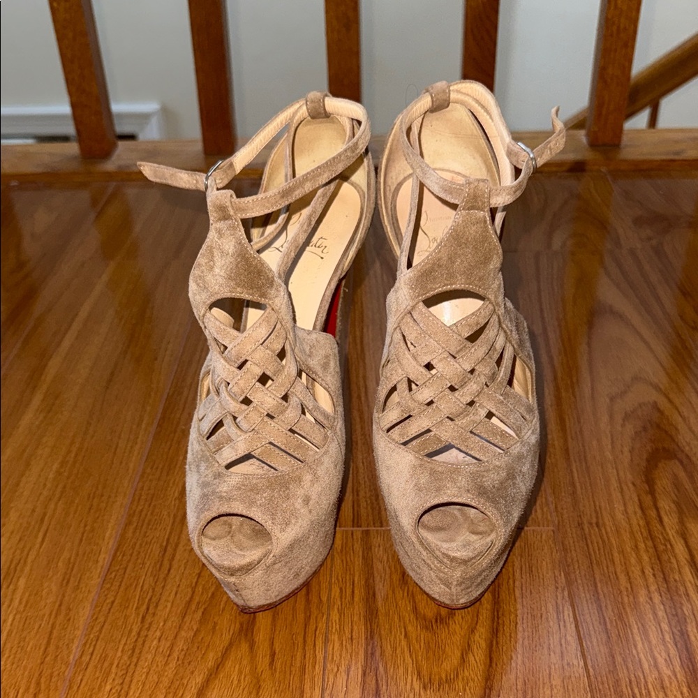 Christian Louboutin Tan Suede Heels